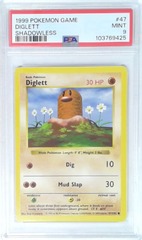 V1953: 1999: Diglett: 47/102: Shadowless: Game: PSA: 9: MINT: 103769425